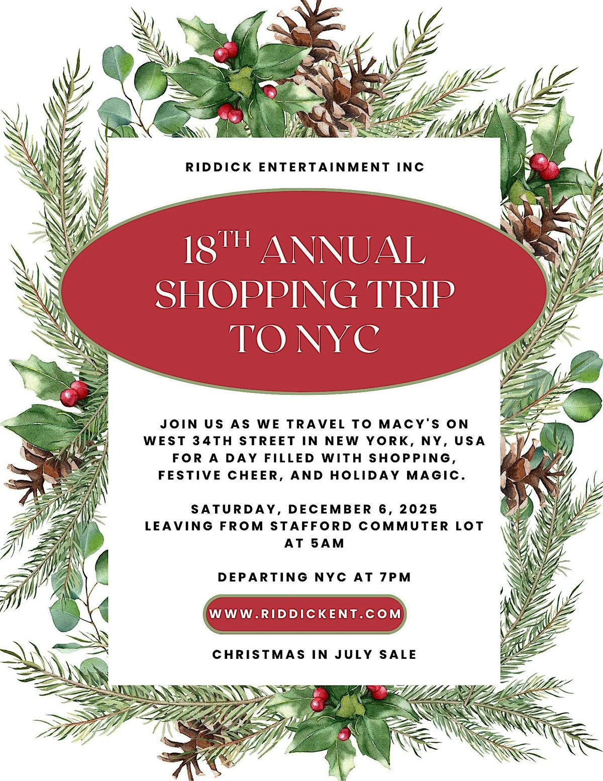 18th Annual Holiday Shopping Trip to New York City