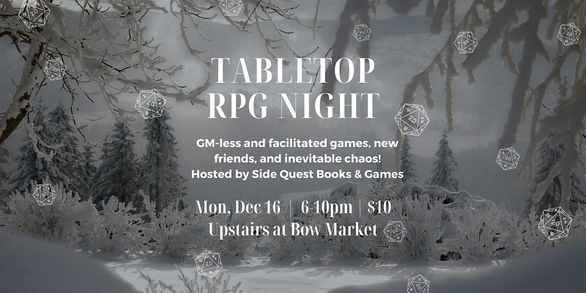 Tabletop RPG Night w\/ Side Quest Books & Games