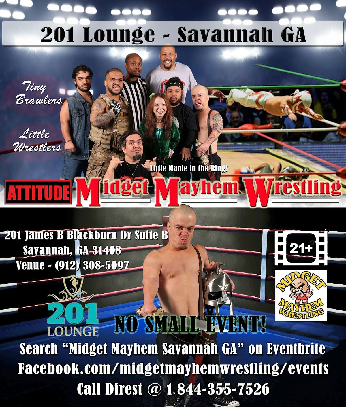 Midget Mayhem Wrestling with Attitude Goes Wild! Savannah GA (21+)