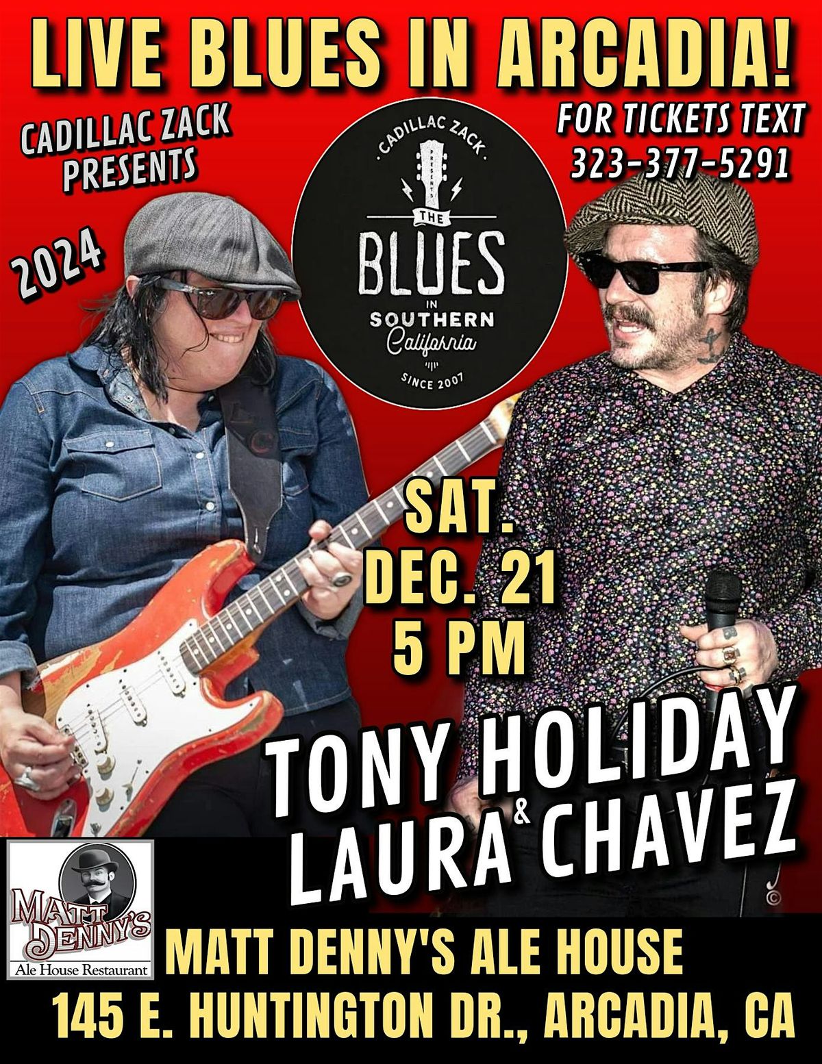 TONY HOLIDAY & LAURA CHAVEZ BAND - Blues Harp & Guitar Greats - In Arcadia!