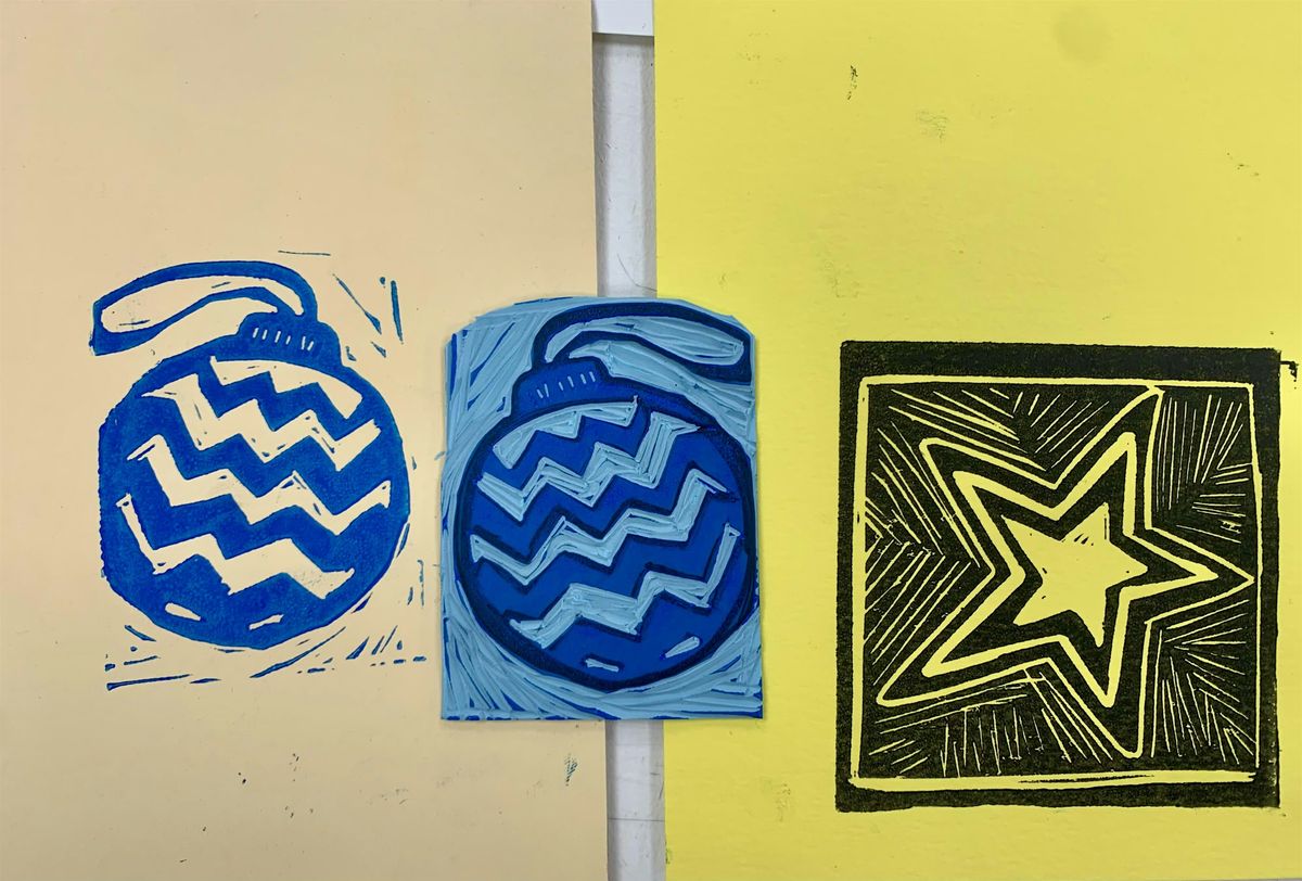 Christmas card lino print workshop