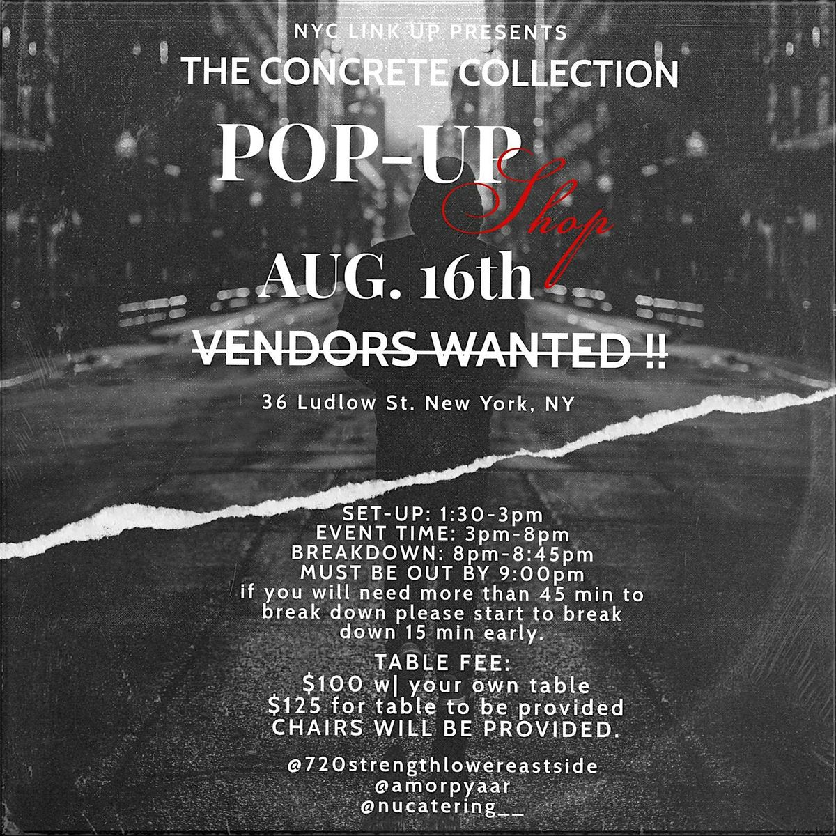 The Concrete Collection Pop Up Shop: VENDORS NEEDED