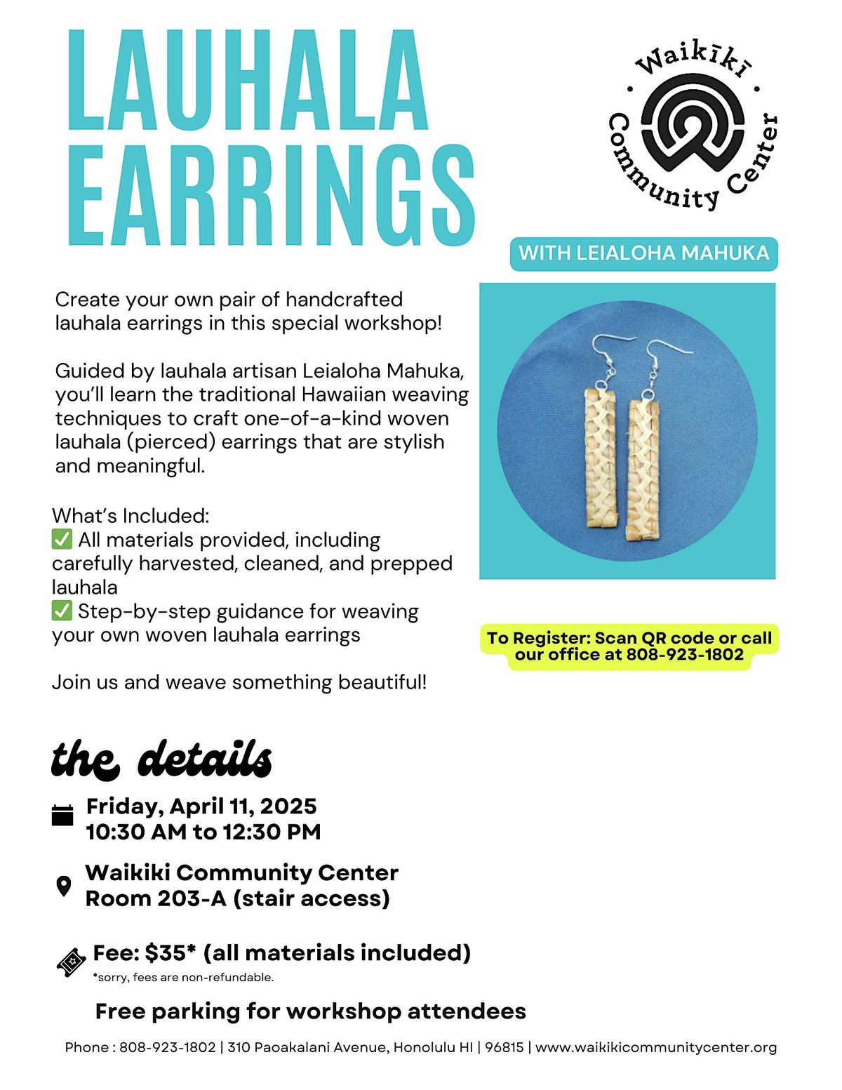 Learn to Weave Lauhala Earrings with Leialoha!