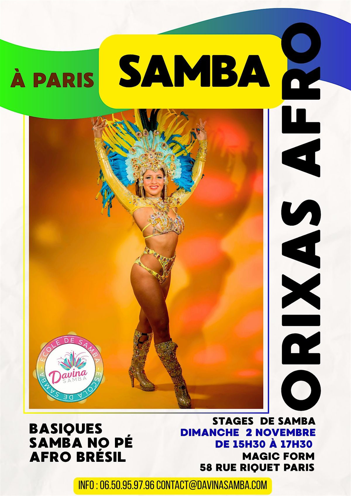 Stage d'initiation \u00e0 la Samba \u00e0 Paris Orixas et Afro Br\u00e9sil avec Julie