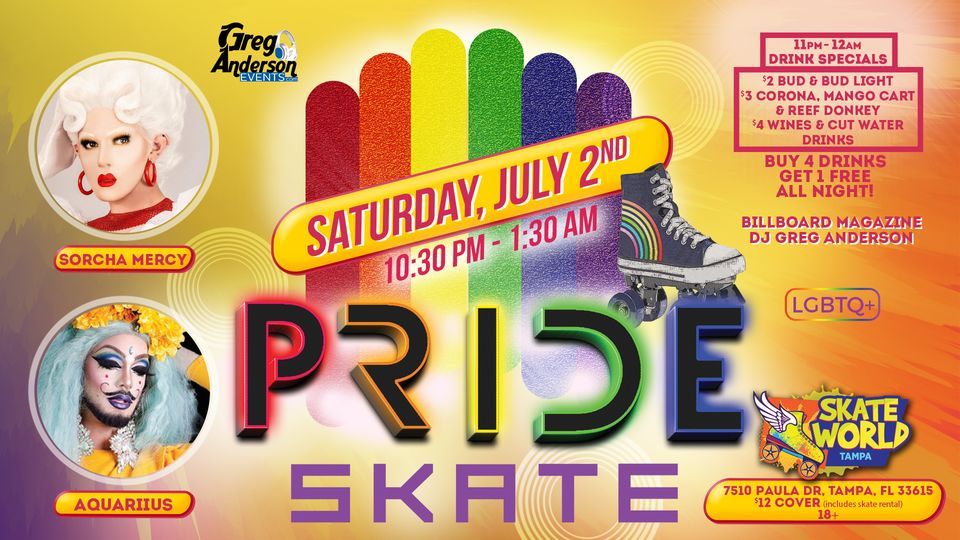 Pride Skate Tampa Saturday, July 2, 2022!