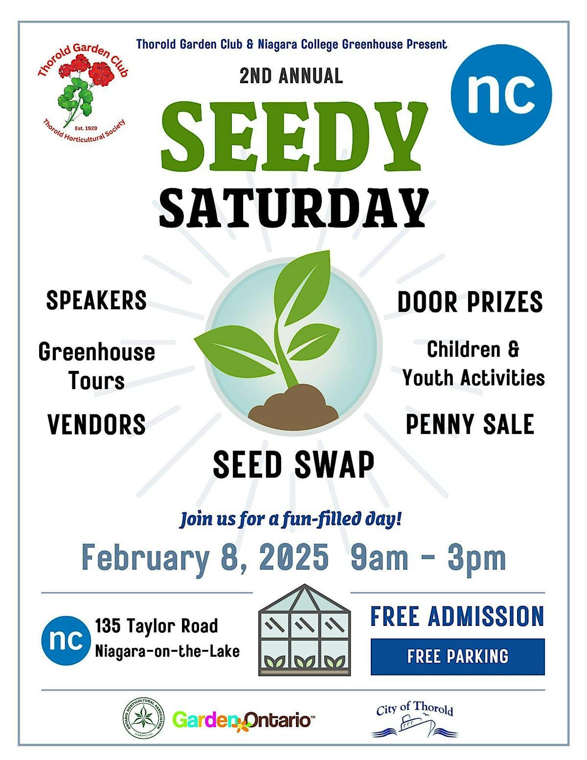 Thorold Garden Club & Niagara College presents our 2nd Seedy Saturday Event