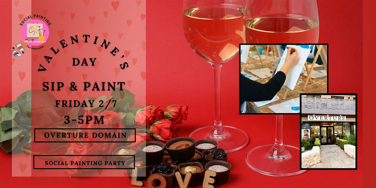 Valentines' day sip and paint event at Overture Domain Austin