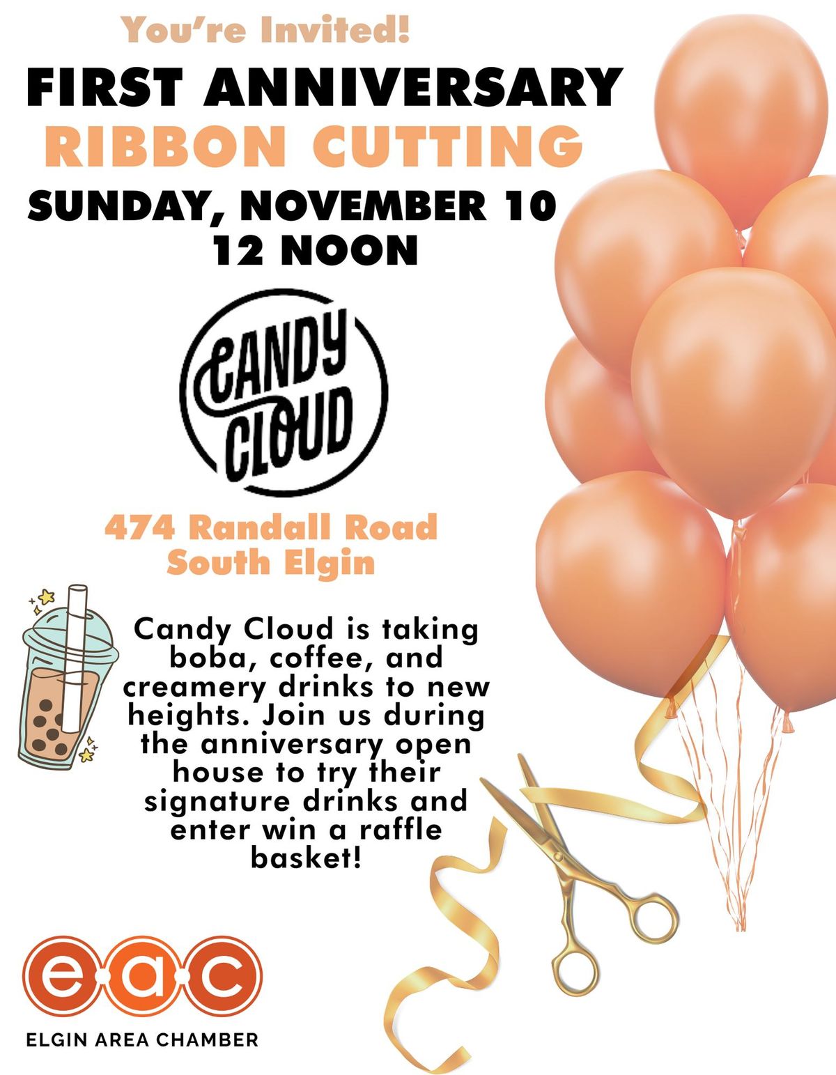 Ribbon Cutting at Candy Cloud Celebrating One Year of Sweetness!