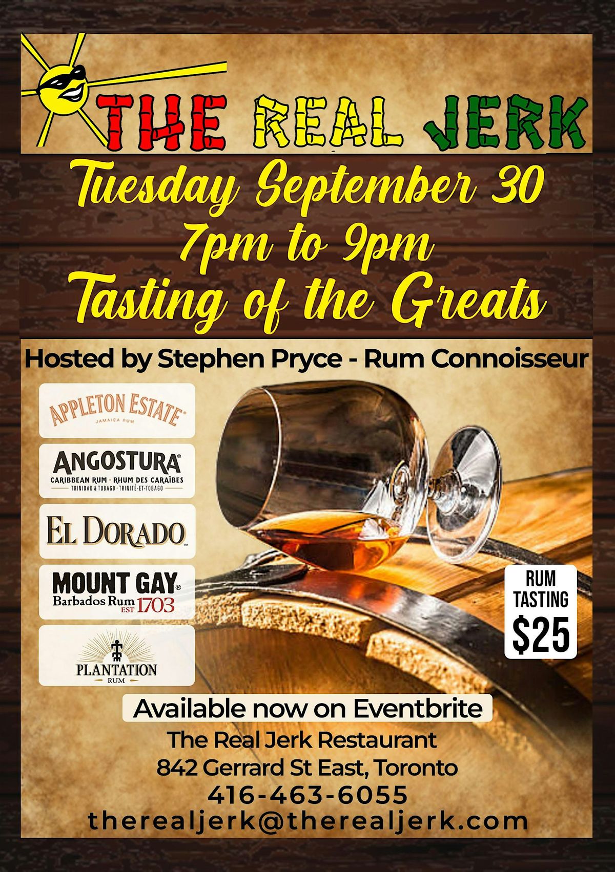 RUM TASTING \u2013 TUESDAY SEPT 30 - TASTING OF THE GREATS