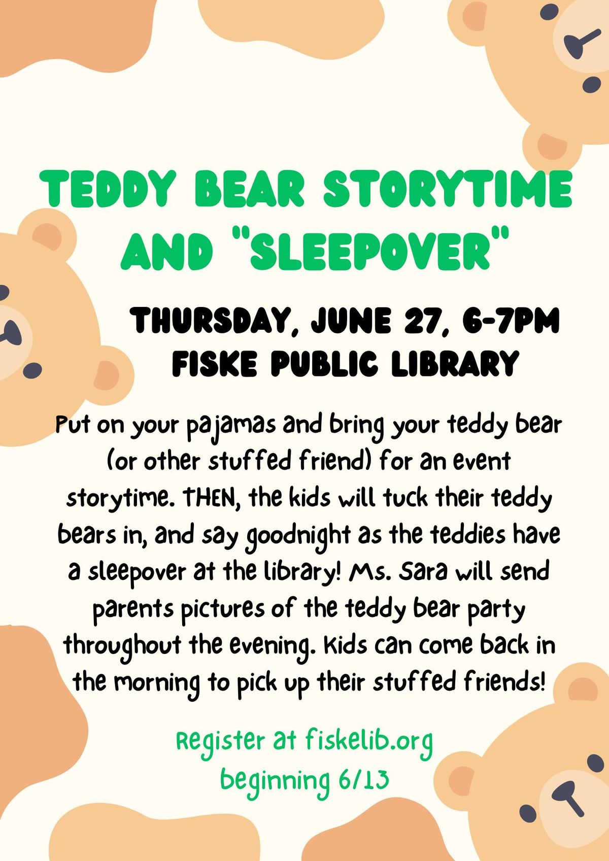 Teddy Bear Storytime and "Sleepover"