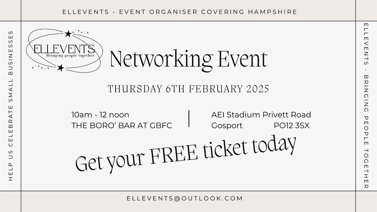 NETWORKING EVENT AT THE BORO' BAR AT GBFC GOSPORT PO12 3SX -  06.02.25