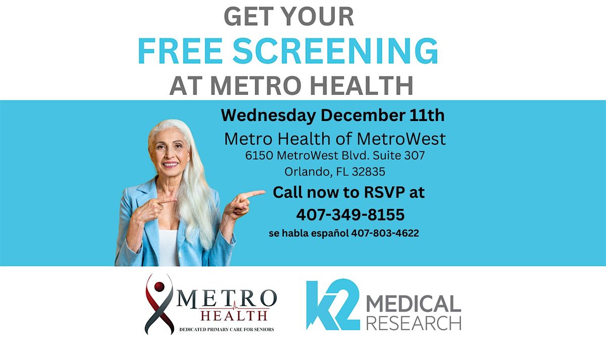 Free Memory Screening at Metro Health of MetroWest