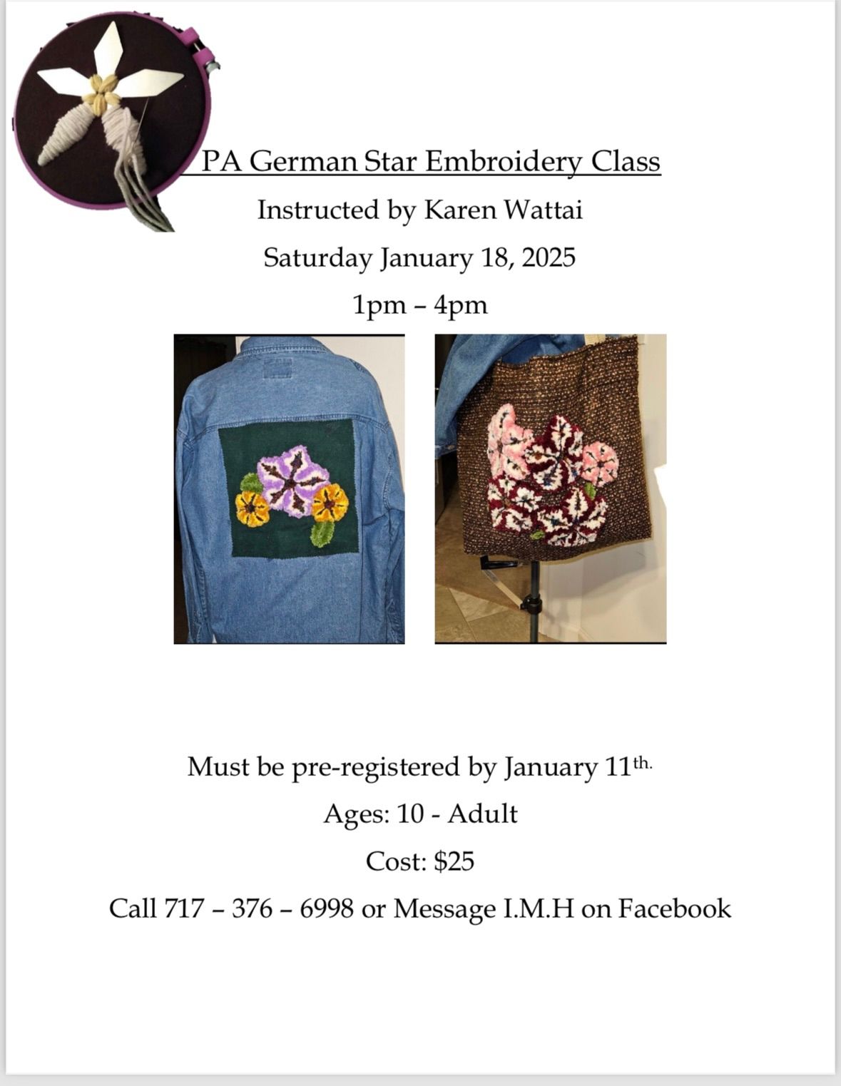 Pennsylvania German Star Embroidery Class