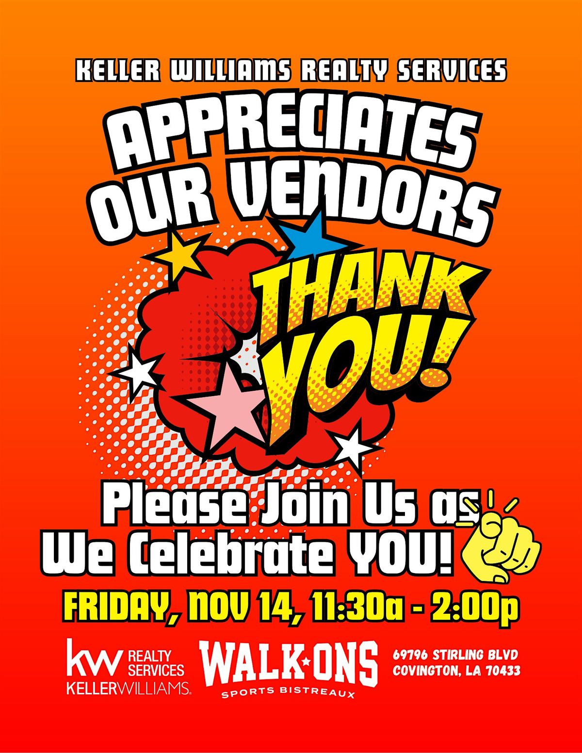 KW Vendor Appreciation at Walk On's