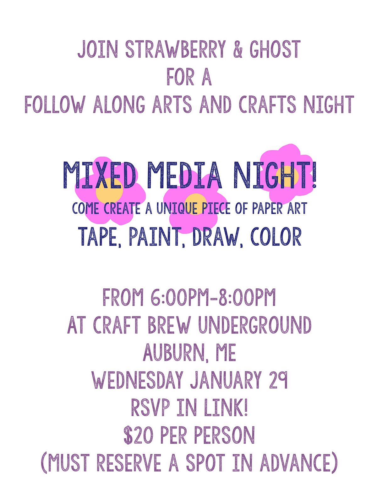 Mixed-Media Art Night hosted by Strawberry & Ghost