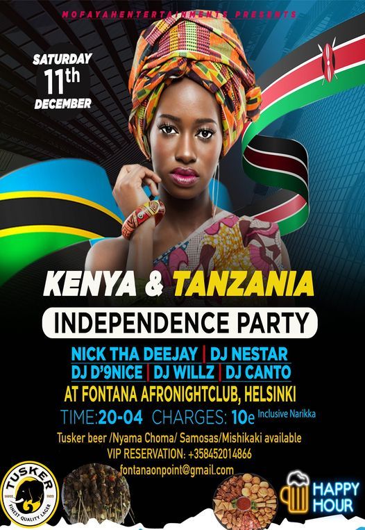 Kenya & Tanzania Independence Party: Sat 11.12 @ Fontana, Helsinki