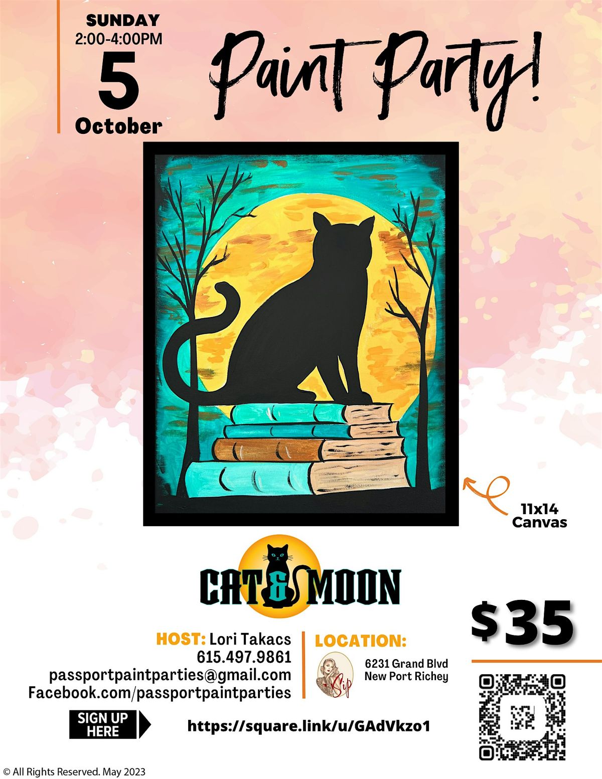 10.5.25 Cat and Moon Paint and Sip at Sip on Grand