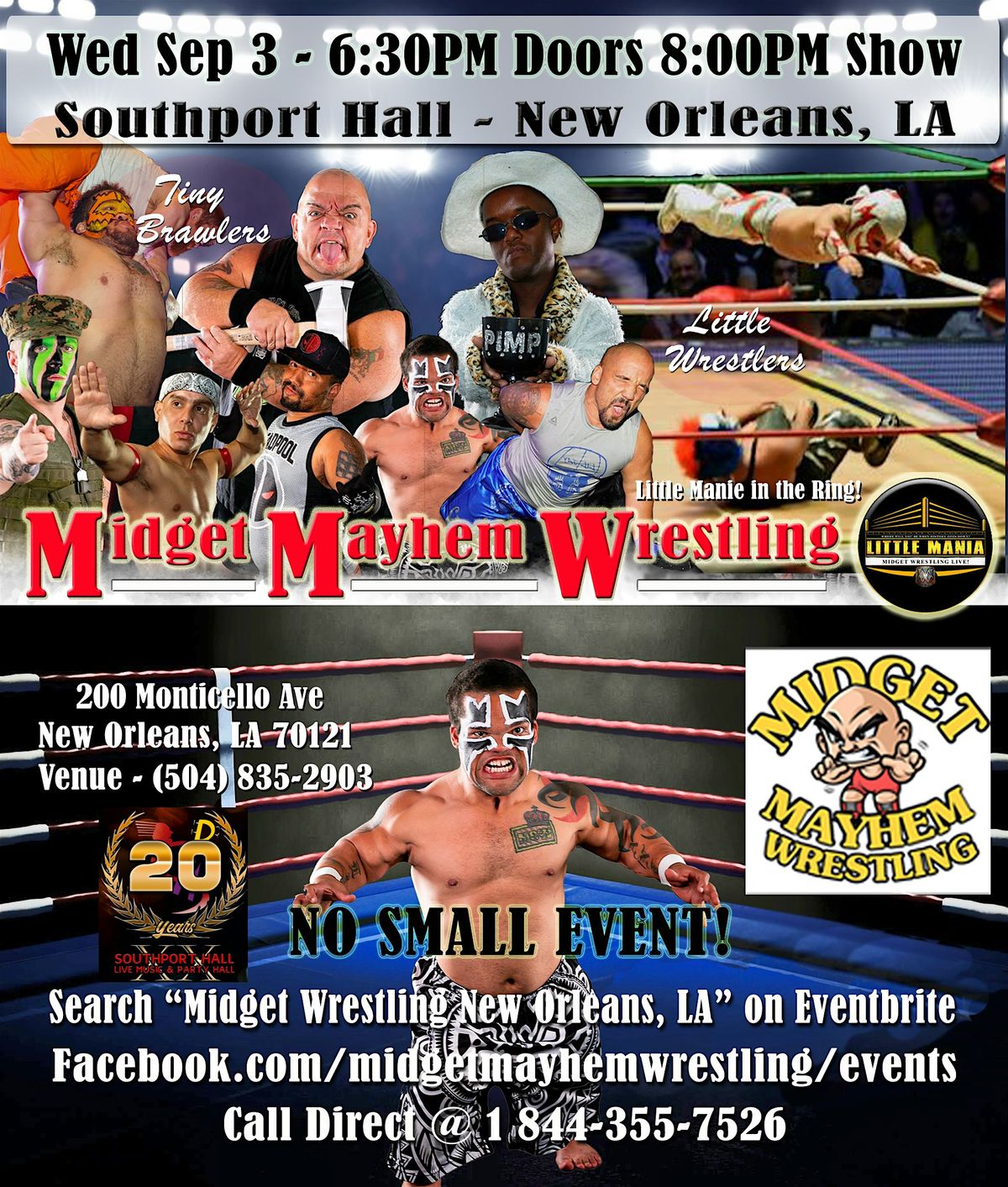 Midget Mayhem Wrestling Rips Through the Ring! New Orleans LA 18+