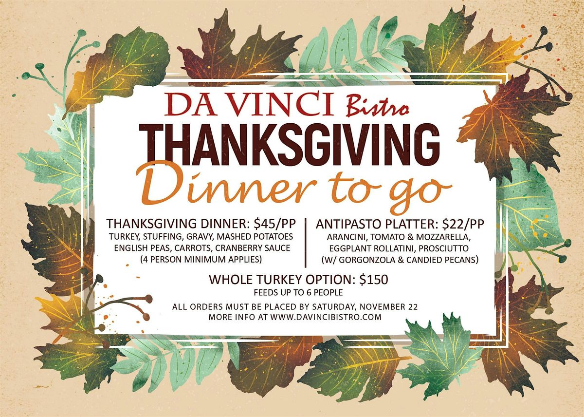 Thanksgiving Dinner To Go