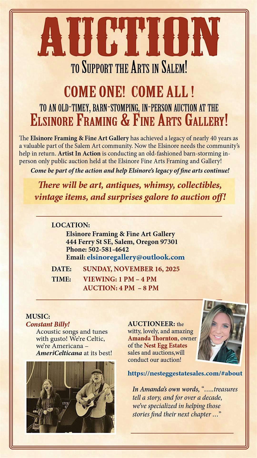 Benefit Auction for Elsinore Gallery