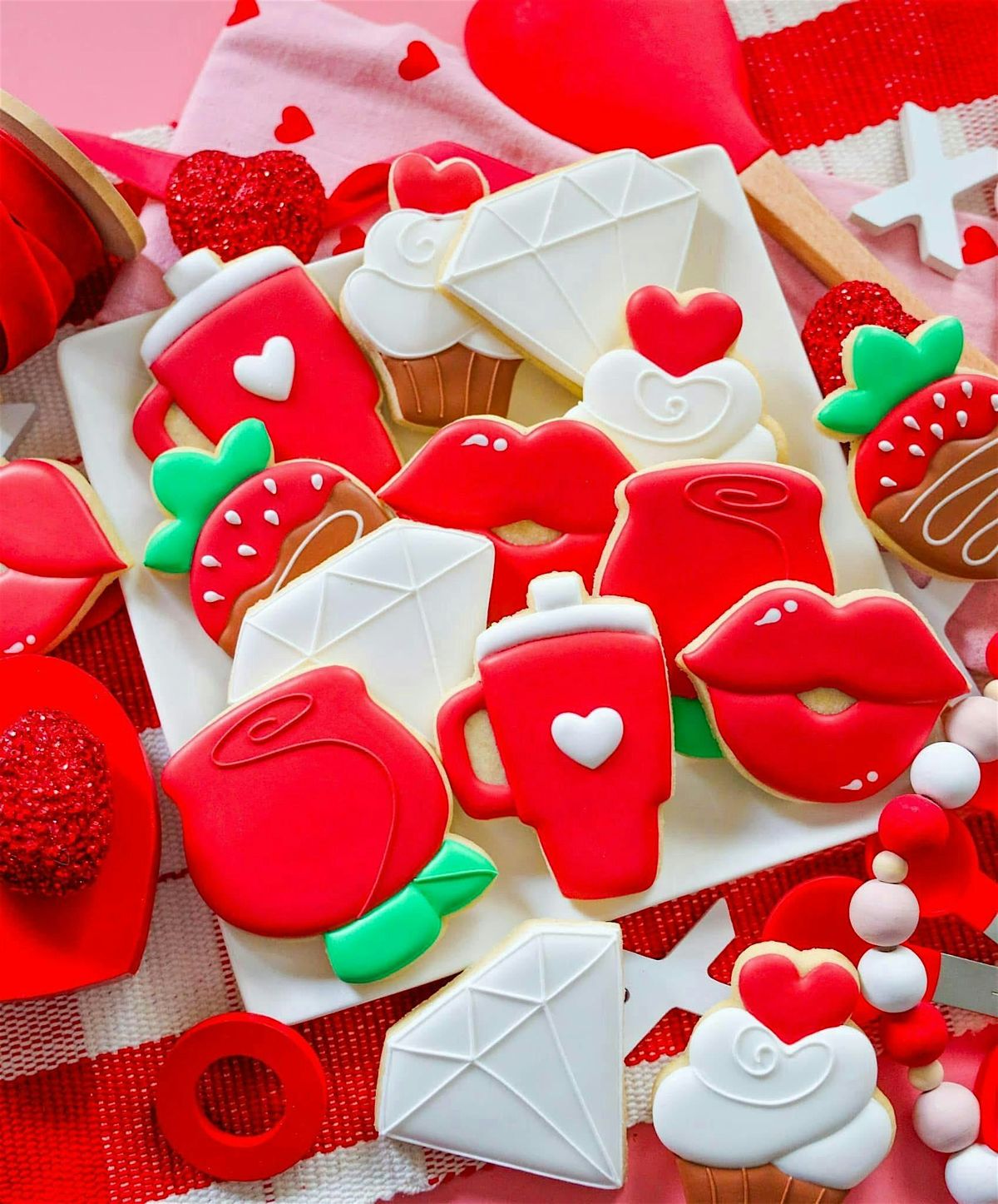 Learn sugar cookie decorating at my Galentine\u2019s cookie decorating class!