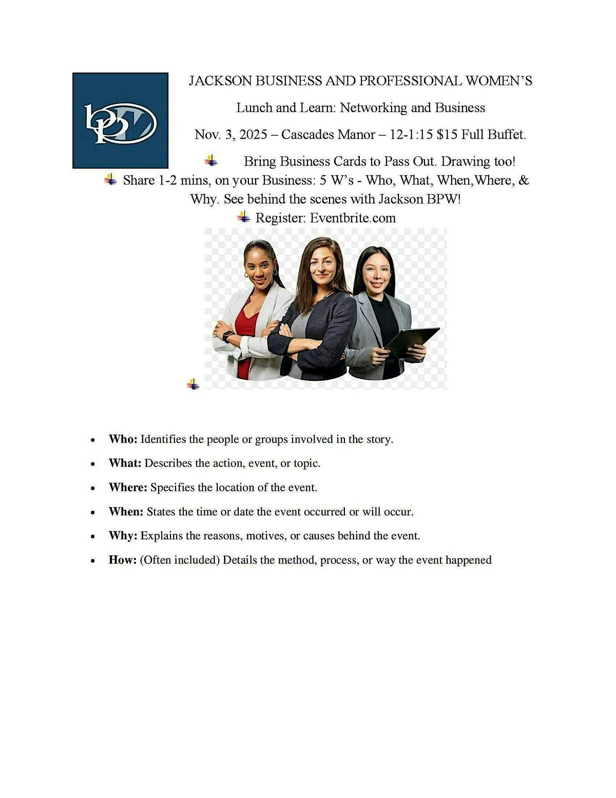 Lunch and Learn Networking and Business with Jackson BPW