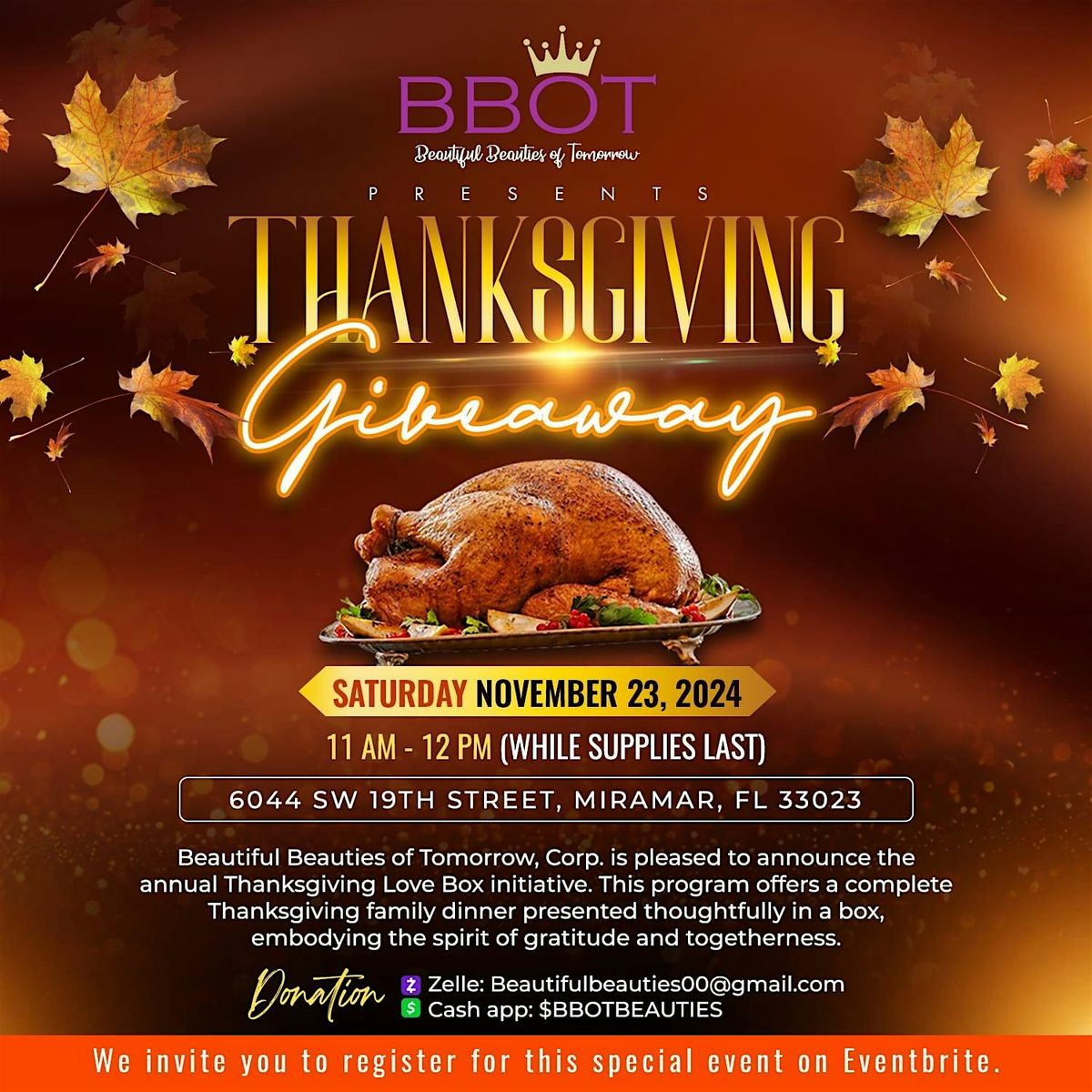 2024  BBOT'S Thanksgiving  Dinner Giveaway