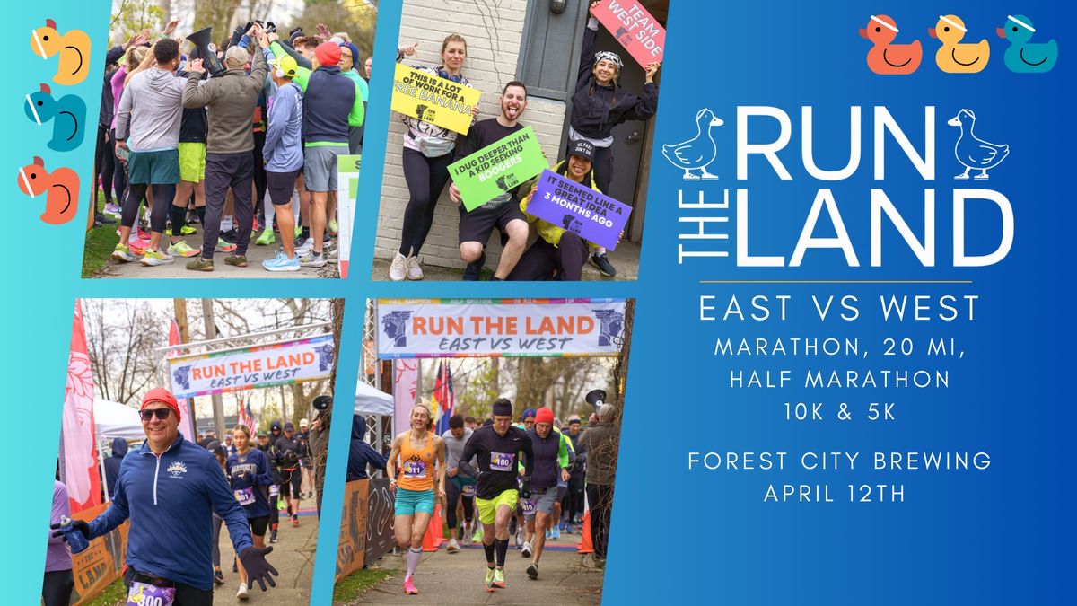 Run the Land - East Vs. West - Marathon, 20 mi, 1\/2 Marathon, 10k, 5k