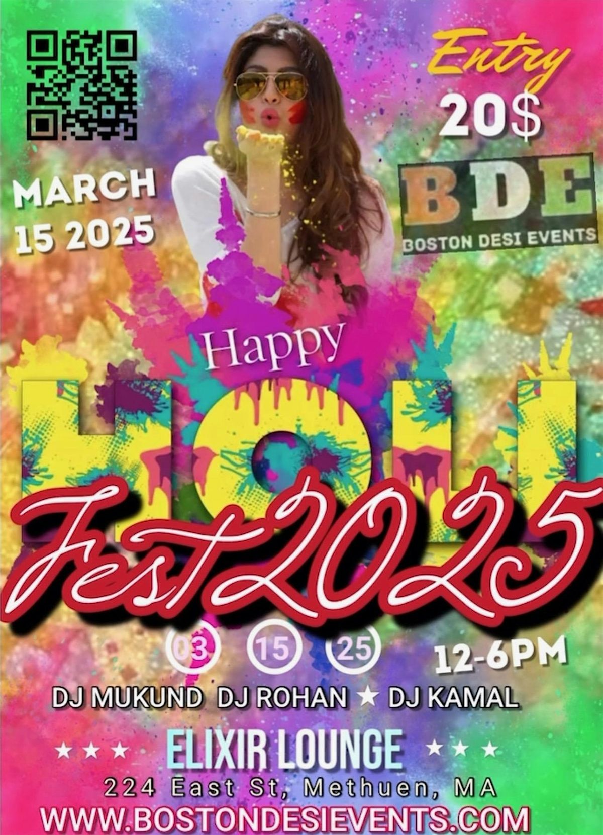 Holi Hai Festival - Indoor Color Dance Party - 2025! Session II (3-7pm)