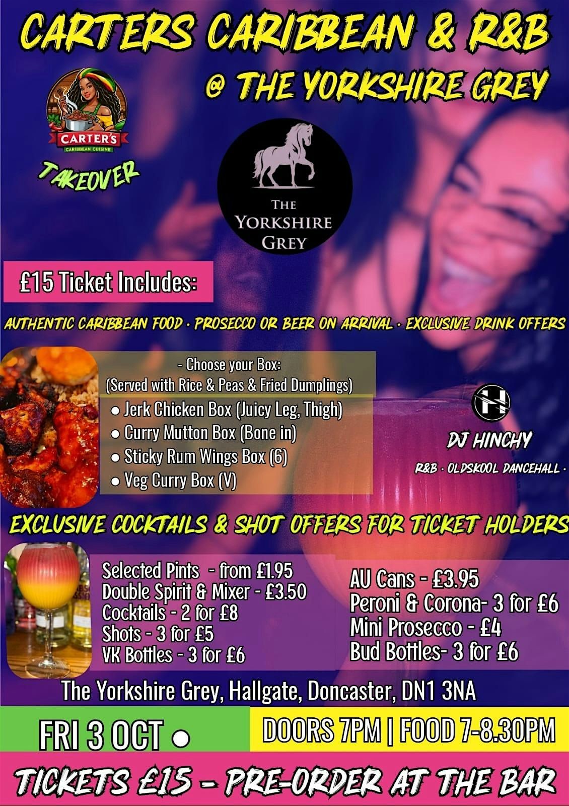 Carters Caribbean and R&B Takeover at The Yorkshire Grey