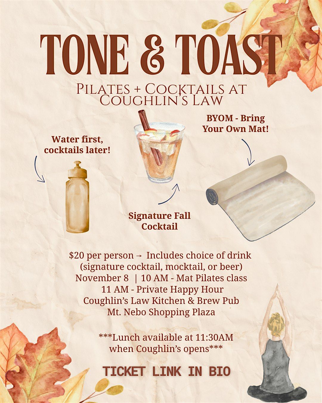 TONE & TOAST: Pilates + Cocktails (Fall Edition)
