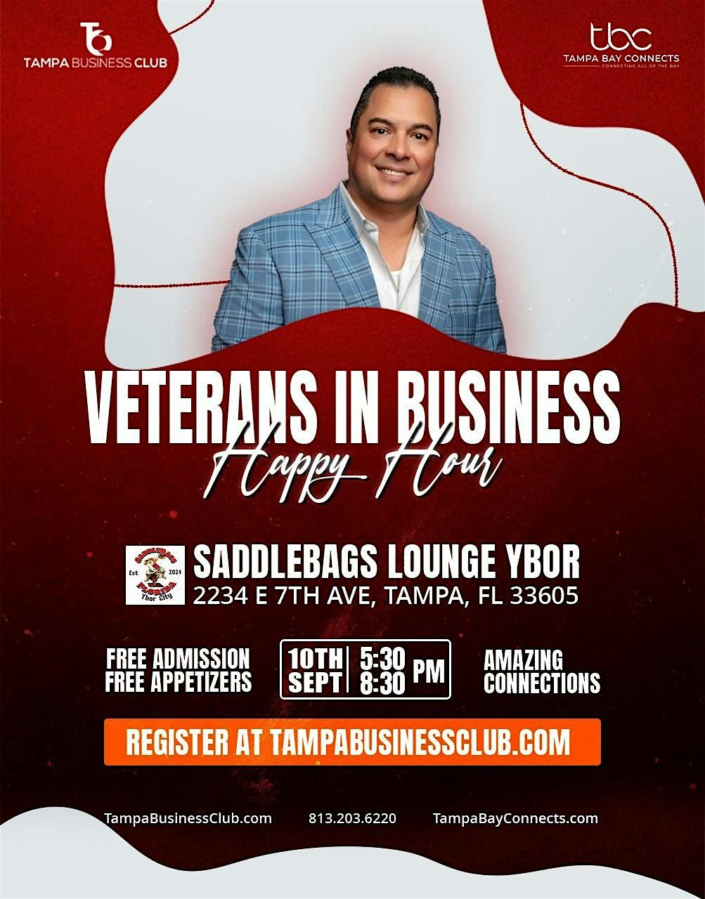 Veteran's in Business happy hour. Free admission. Free Apps