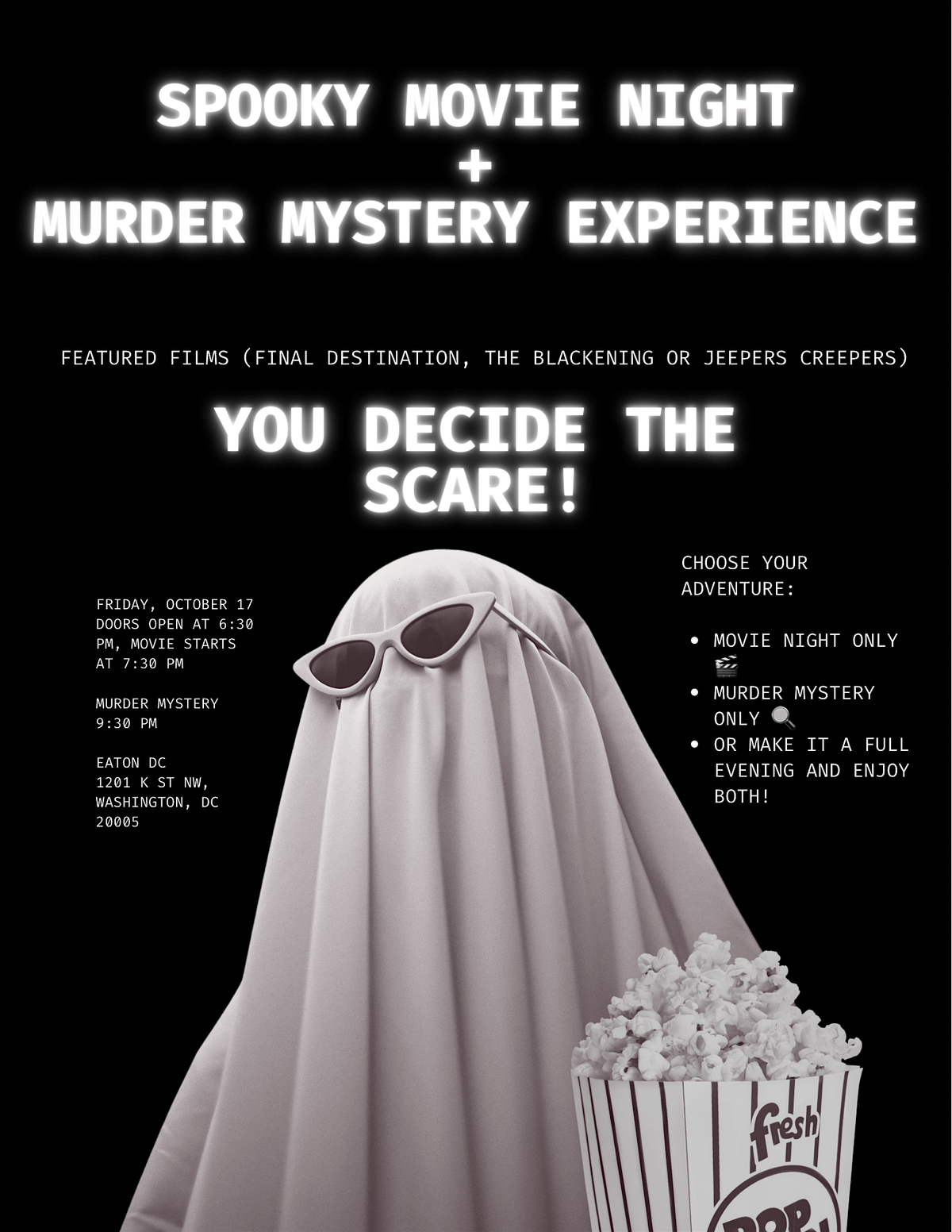Spooky Movie Night + M**der Mystery Experience