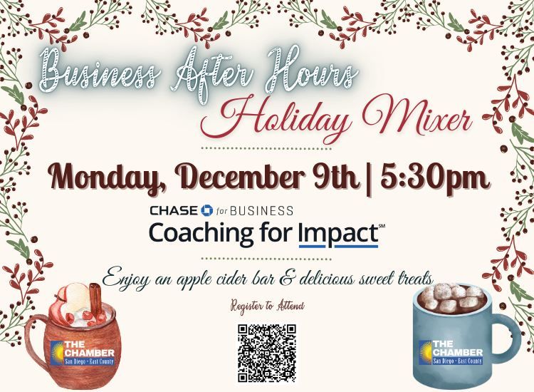 12\/9 Business After Hours Holiday Mixer - Chase Bank El Cajon