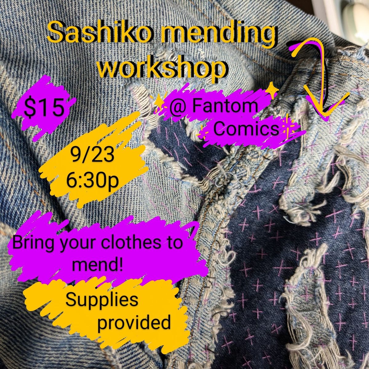 Sashiko clothes mending workshop