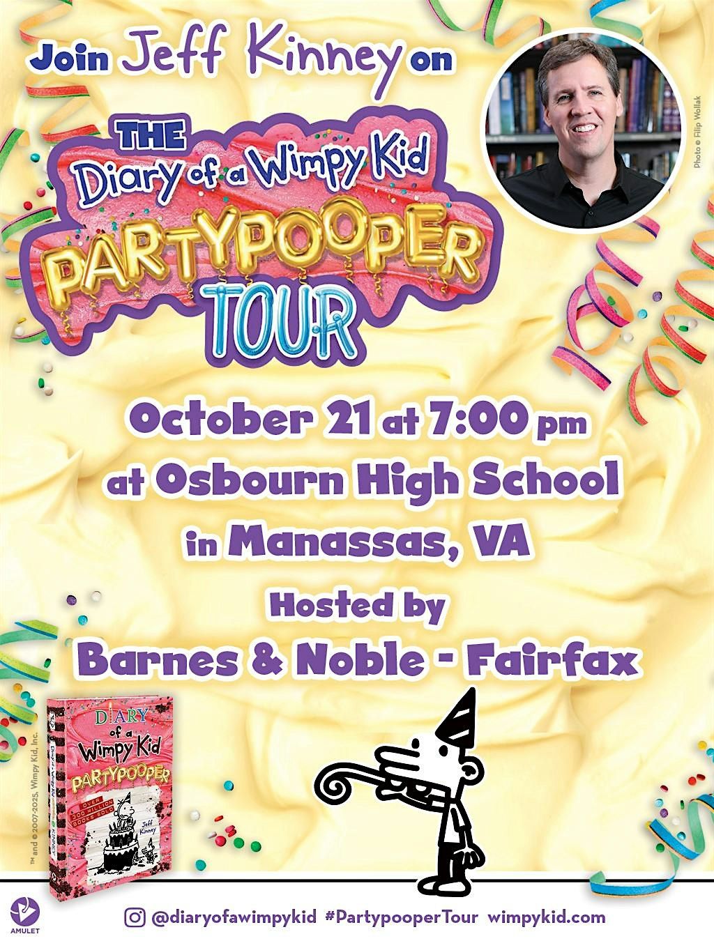 Jeff Kinney's The PARTYPOOPER Show with Barnes & Noble in Manassas, VA!