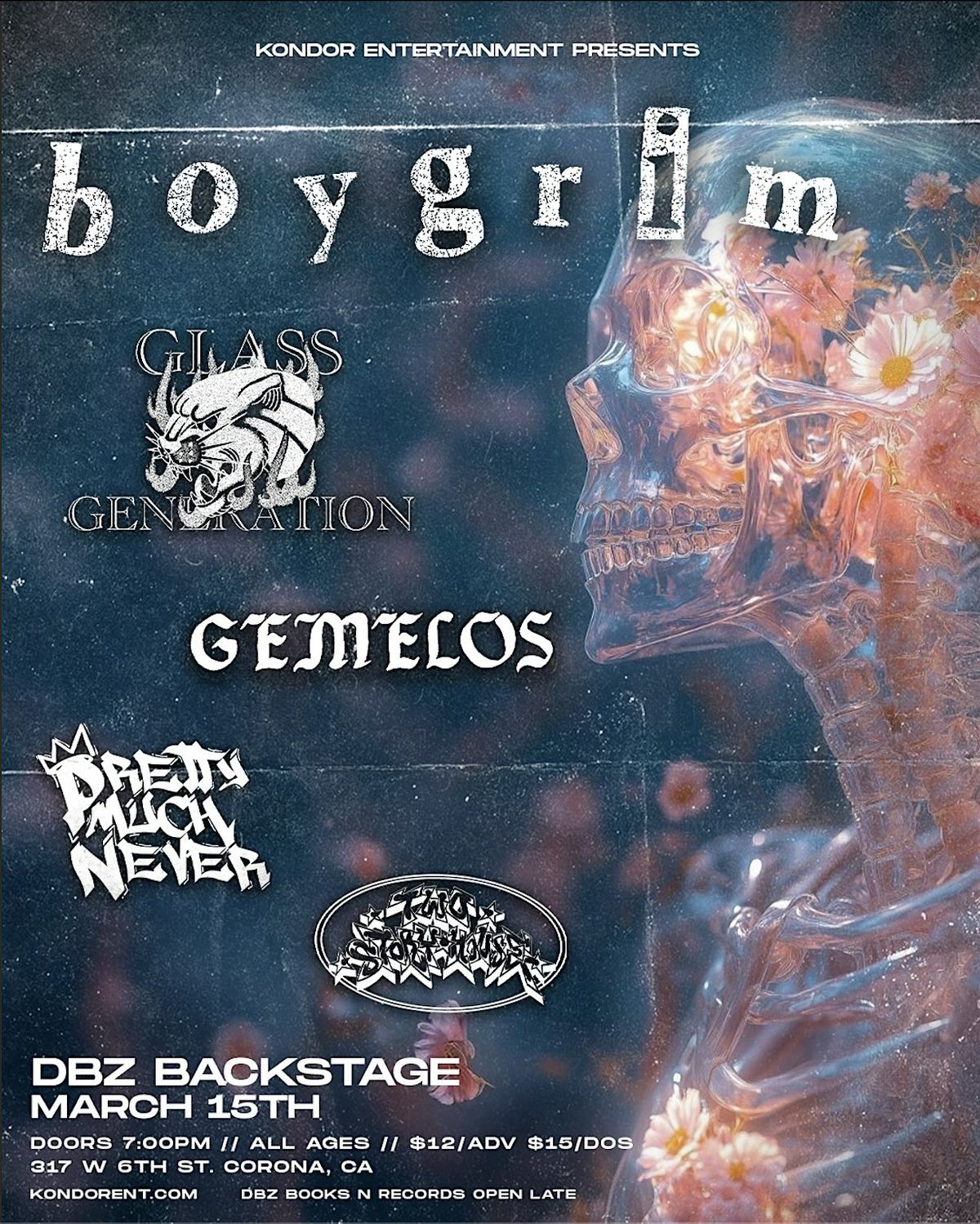 Kondor Ent. & DBZ Backstage Presents: BOYGRIM, GLASS GENERATION, + MORE