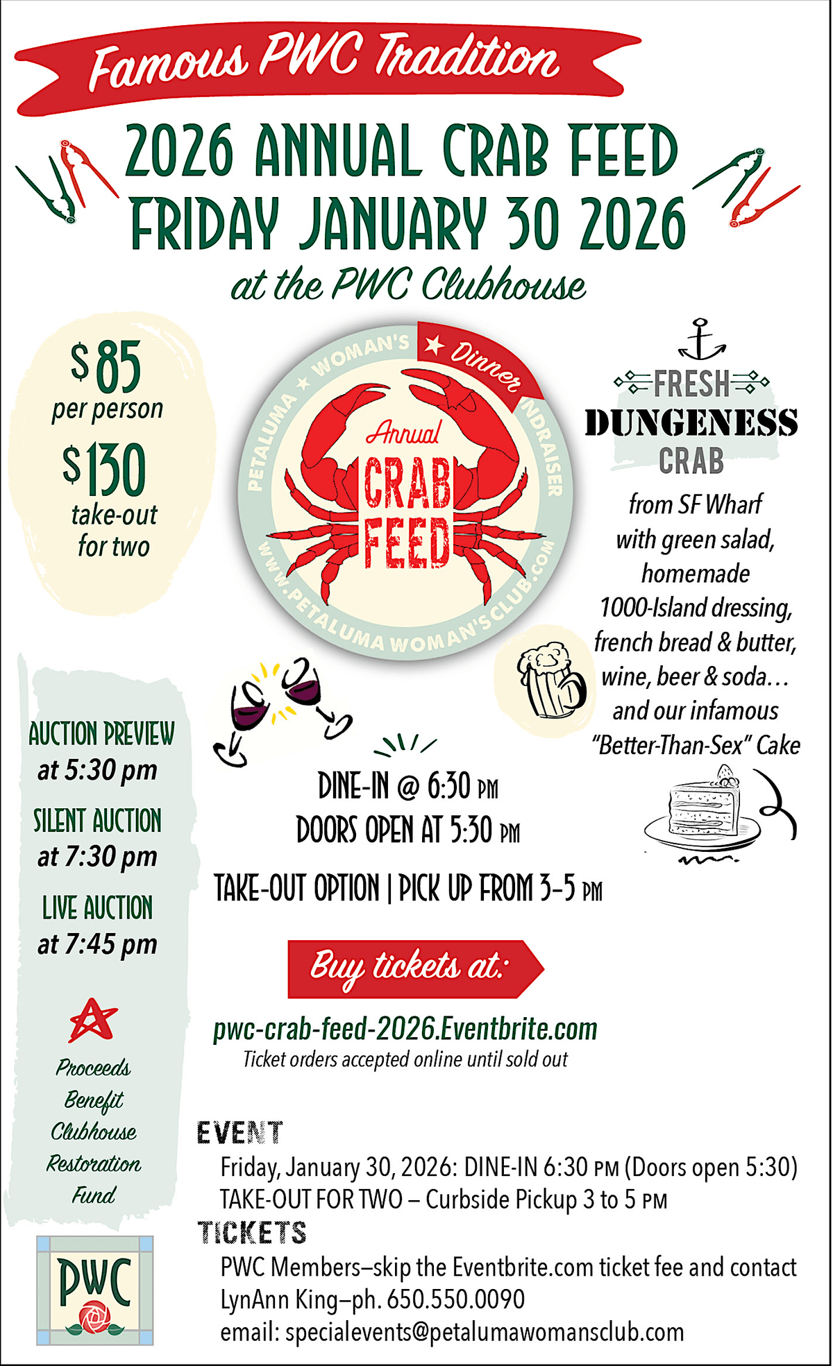PWC Annual Crab Feed Friday January 30 2026