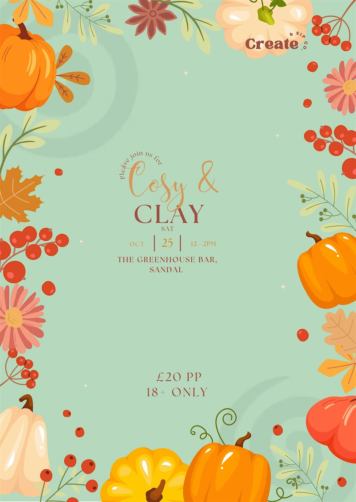 Create and Sip Co. Presents Cosy and Clay at the Greenhouse Bar, Sandal