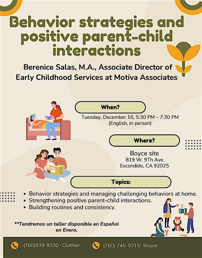Behavior Strategies & Positive Parent-Child Interactions Workshop