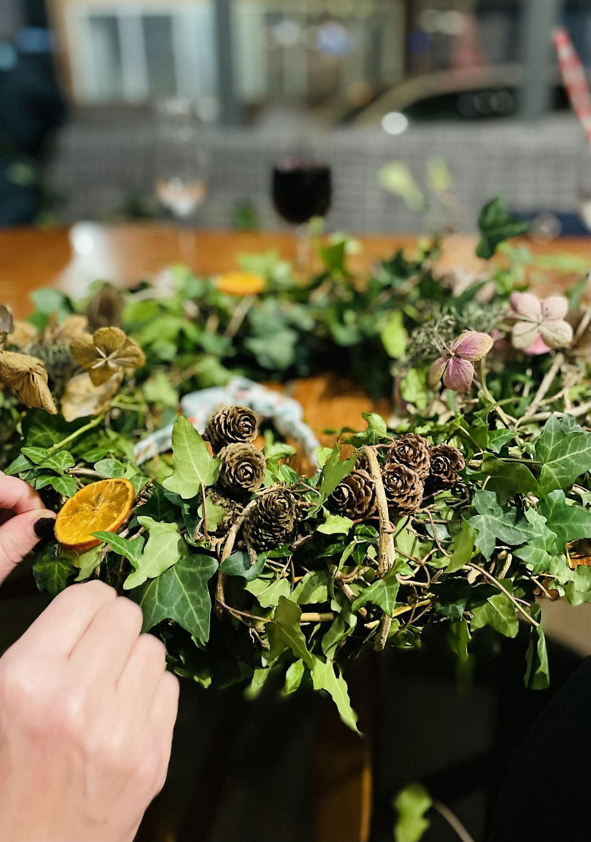 Christmas willow wreath making