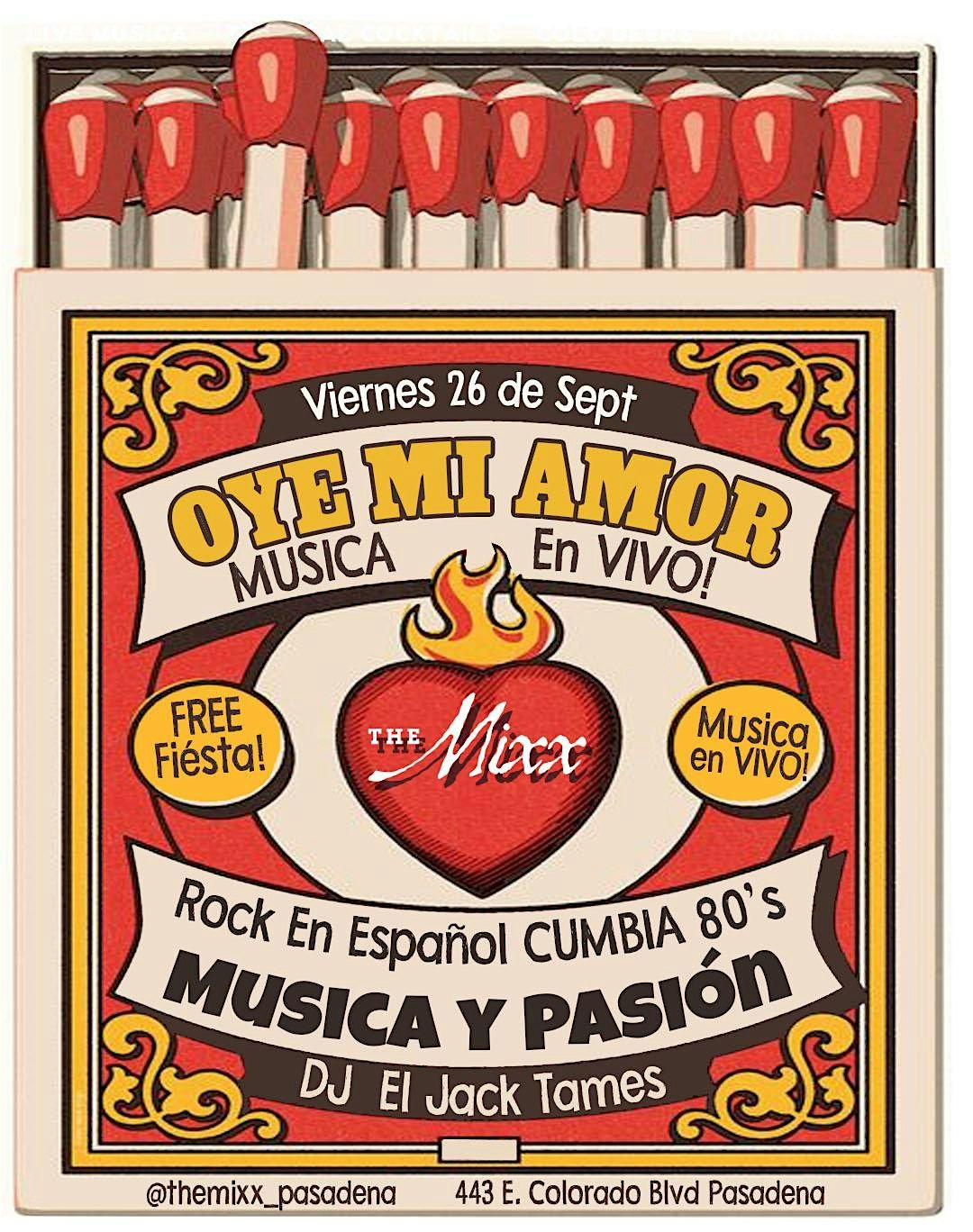 OYE MI AMOR, Musica Passion y Rock en Espa\u00f1ol, Cumbias 80s en VIVO!
