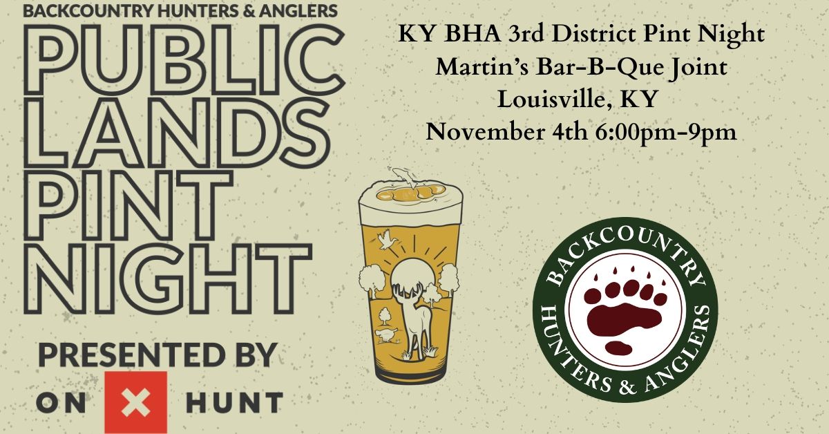 KY BHA Deer Season Pint Night in 3rd District 