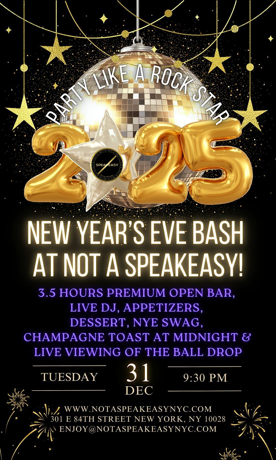 Party Like A RockSTAR NYE at Not A Speakeasy!