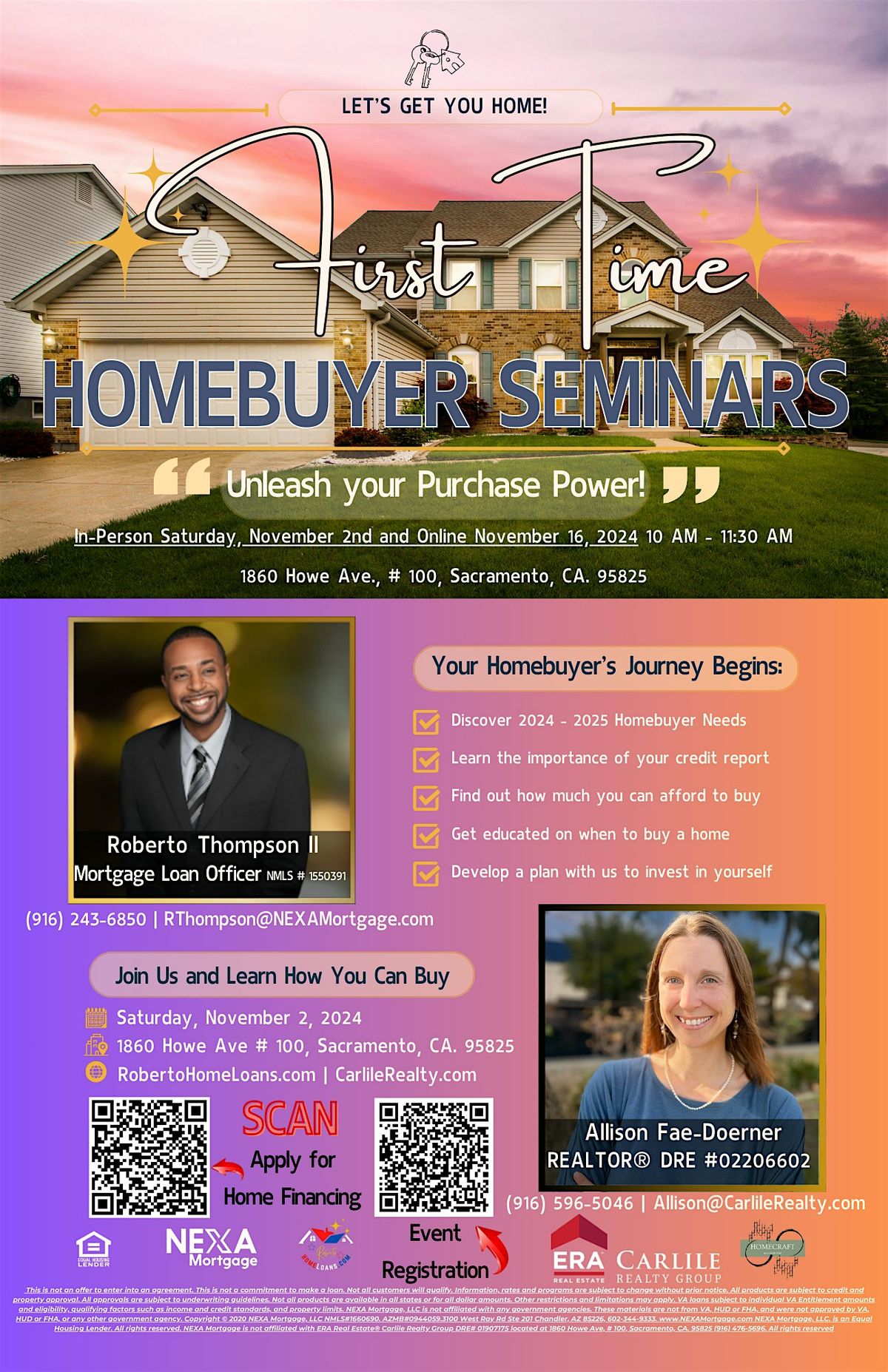 In-Person Homebuyer Seminar Journey with Roberto & Allison