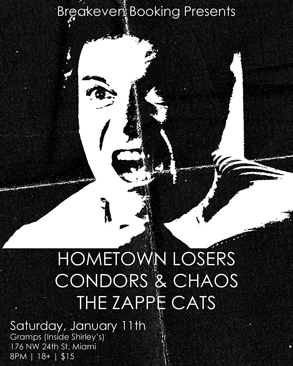 Hometown Losers + Condors & Chaos + The Zappe Cats