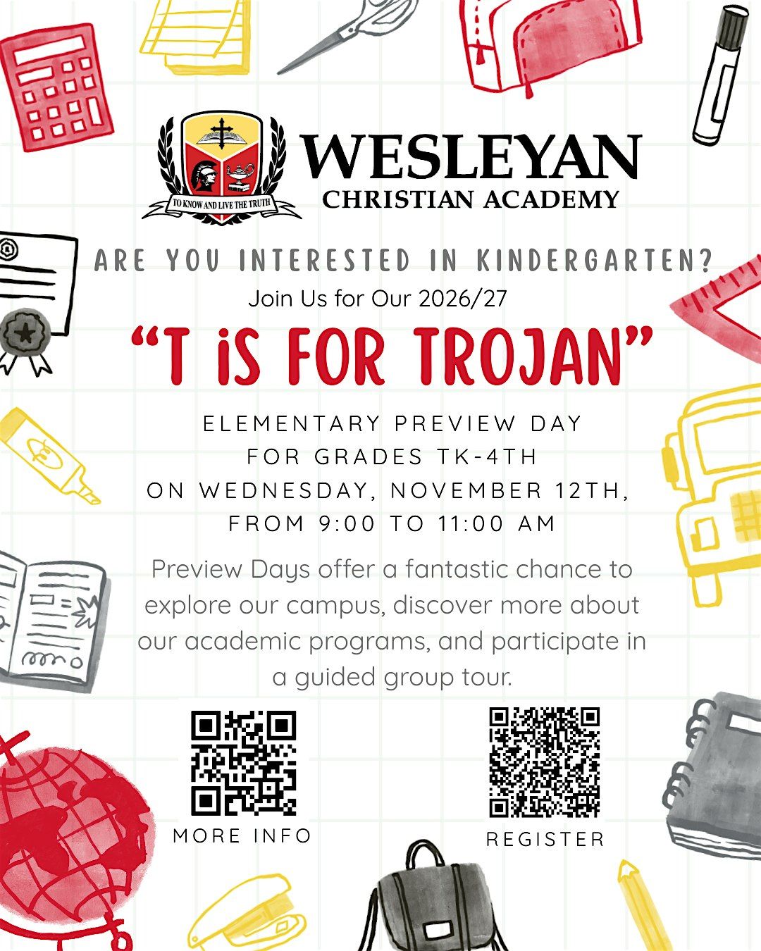 "T is for Trojan" Elementary School Preview Day