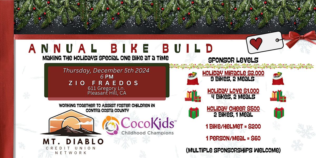 MT. DIABLO NETWORK ANNUAL BIKE BUILD