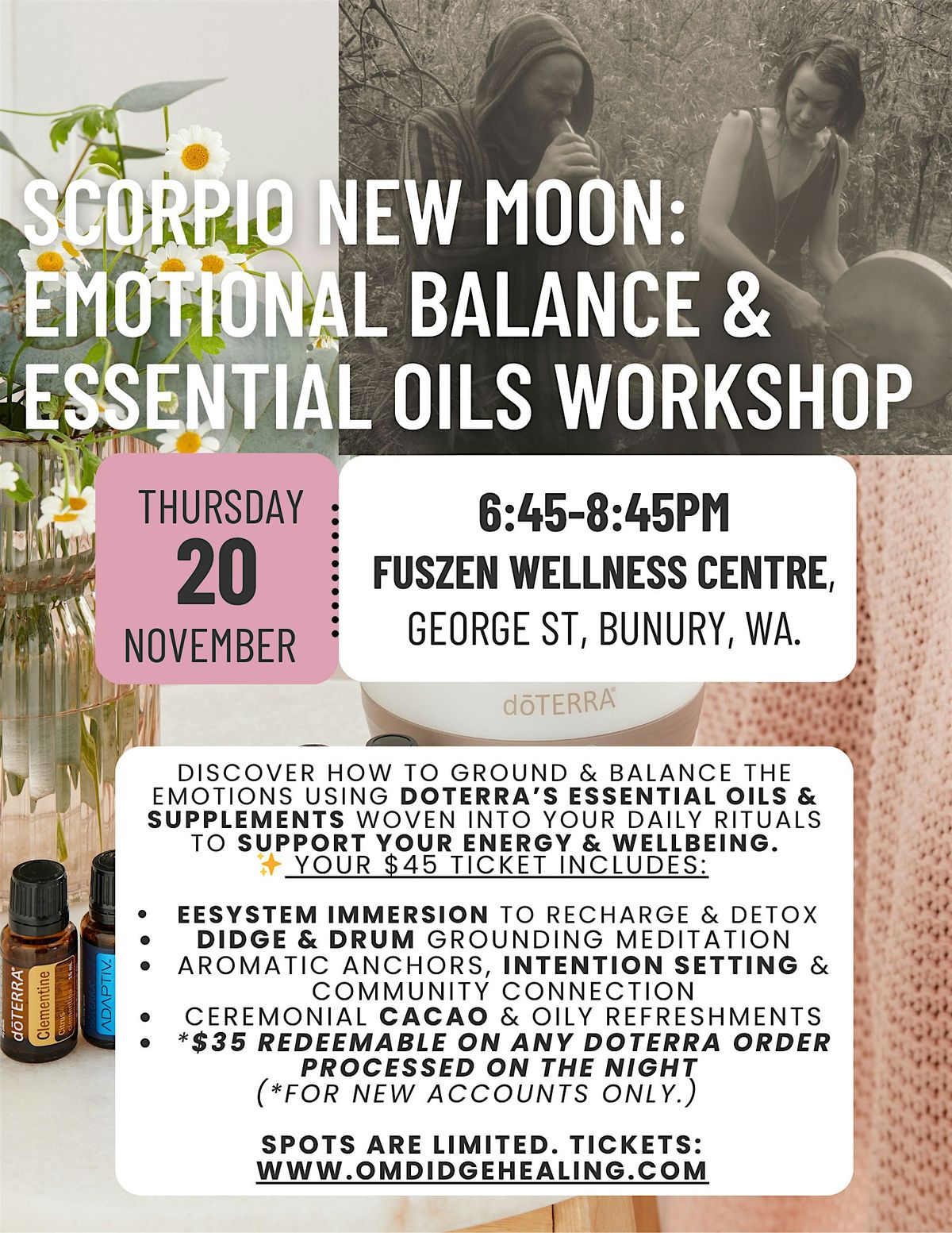 Scorpio New Moon: Emotional Balance & Essential Oils Workshop