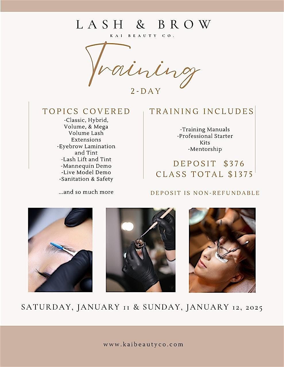 2025 Lash Extensions, Lash Lift, Eyebrow Lamination and Tint Group Training